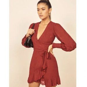 NWT Reformation Clare Dress Crimson XL